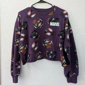 Marvel Storm & Black Panther All-Over Print Cropped Sweatshirt – L